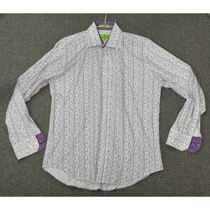 Bristol & Bull Spotted/Striped Purple Dress Shirt Men’s Size 16-16.5 34/35 Large